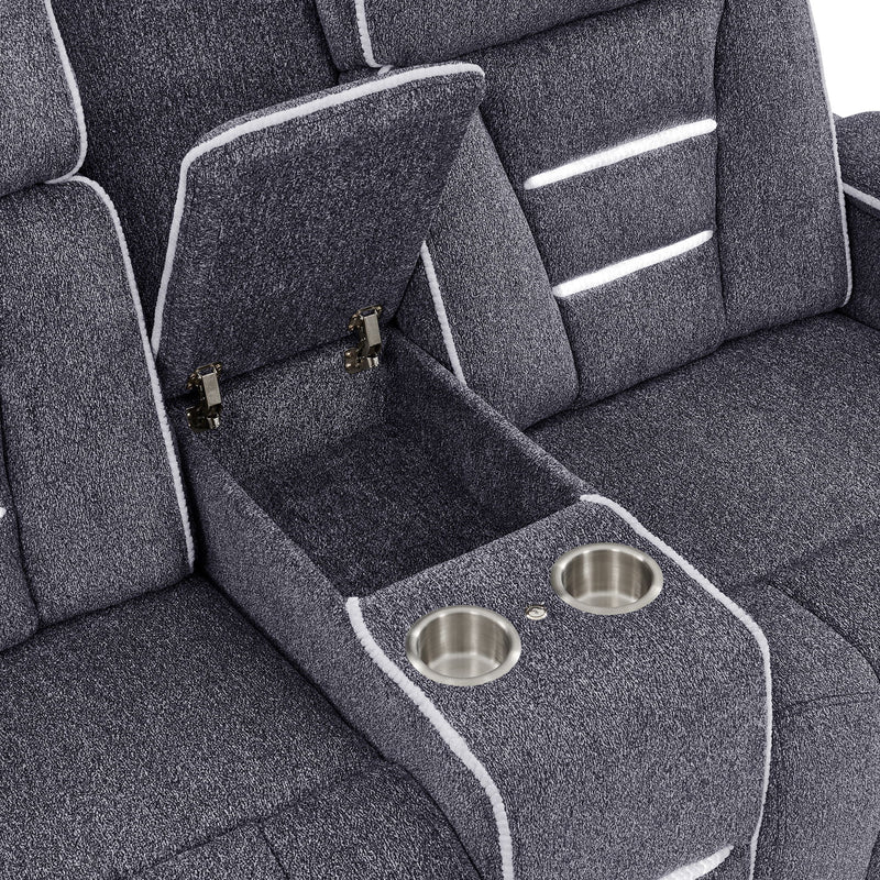 Austin - Console Reclining Loveseat With Storage Arms - Gray