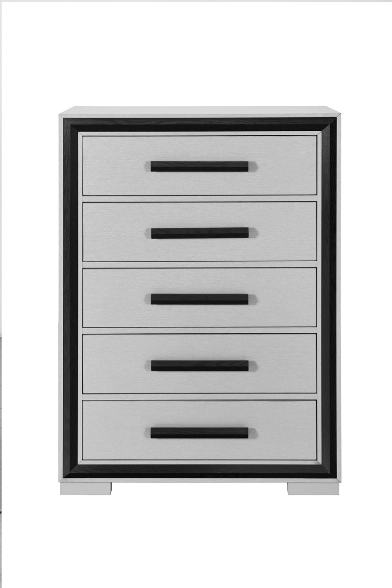 Amelia - 5 Piece King Bedroom Set (King Bed With LED, Cooler And Speaker) - Black / Gray