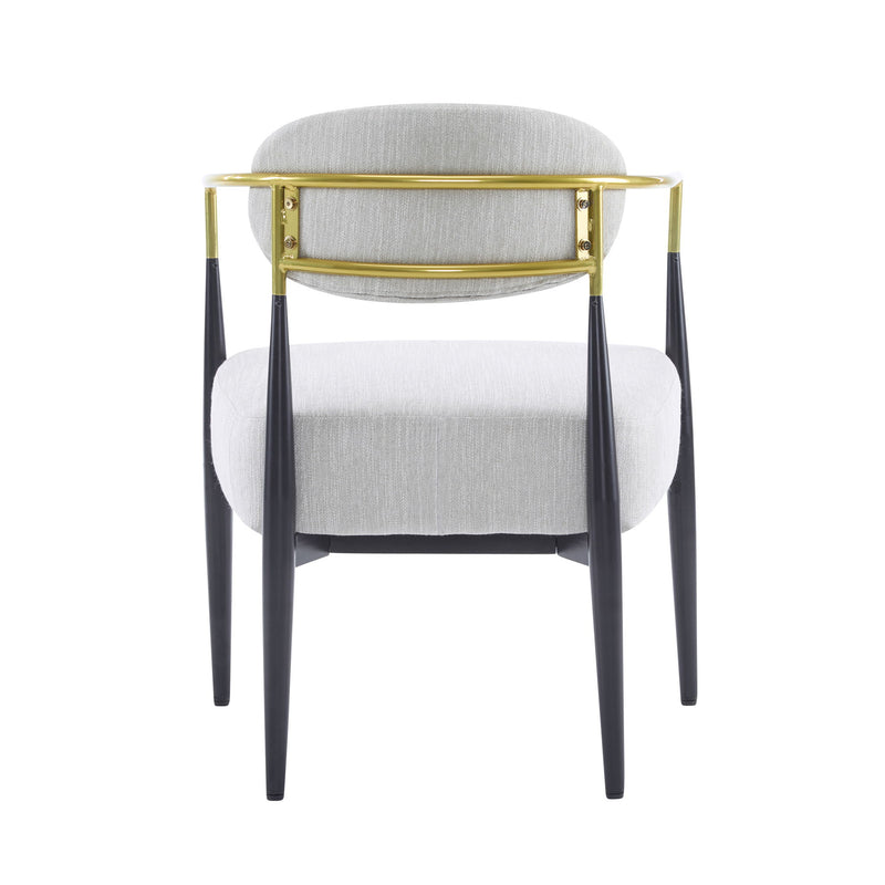 Upholstered Accent Armchair With Tapered Legs - Beige / Black / Gold