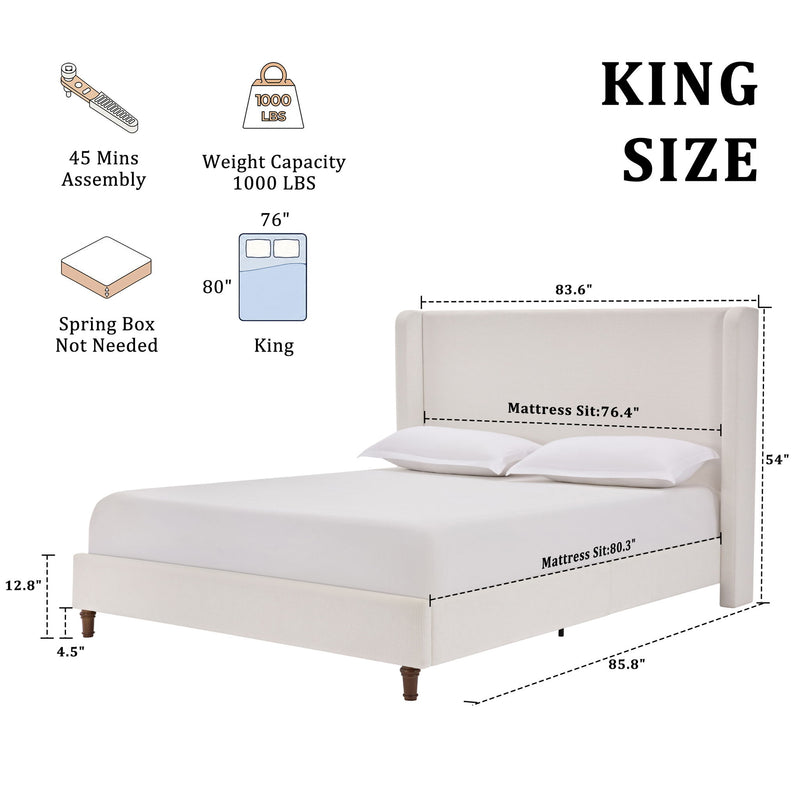 Harper - Tall Headboard Upholstered Bed / High Headboard / Elegant Simplicity / No Box Spring Needed