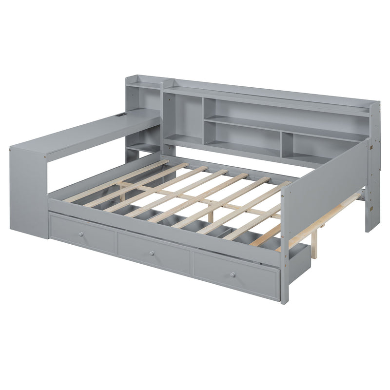 Daybed With 3 Drawers USB Ports And Desk