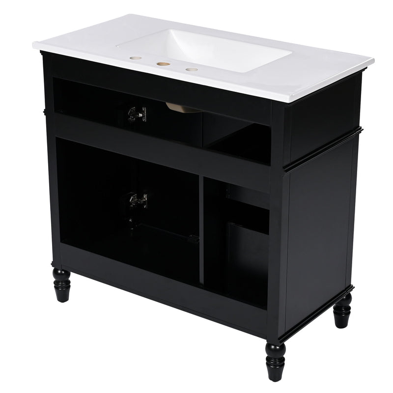 Bathroom Vanity With Sink, 2 Doors 2 Drawers, Freestanding Design