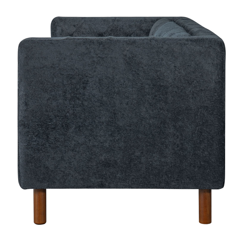 3 Seater Sofa With Square Arms, Tufted Pillow Back For Living Room
