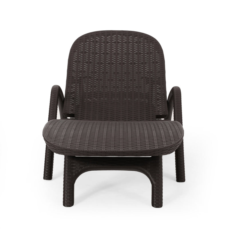 Polypropylene Resin Chaise Lounge With Hand Crafted Details - Dark Brown