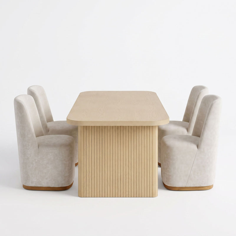 Dining Table Set With 4 Upholstered Dining Chairs