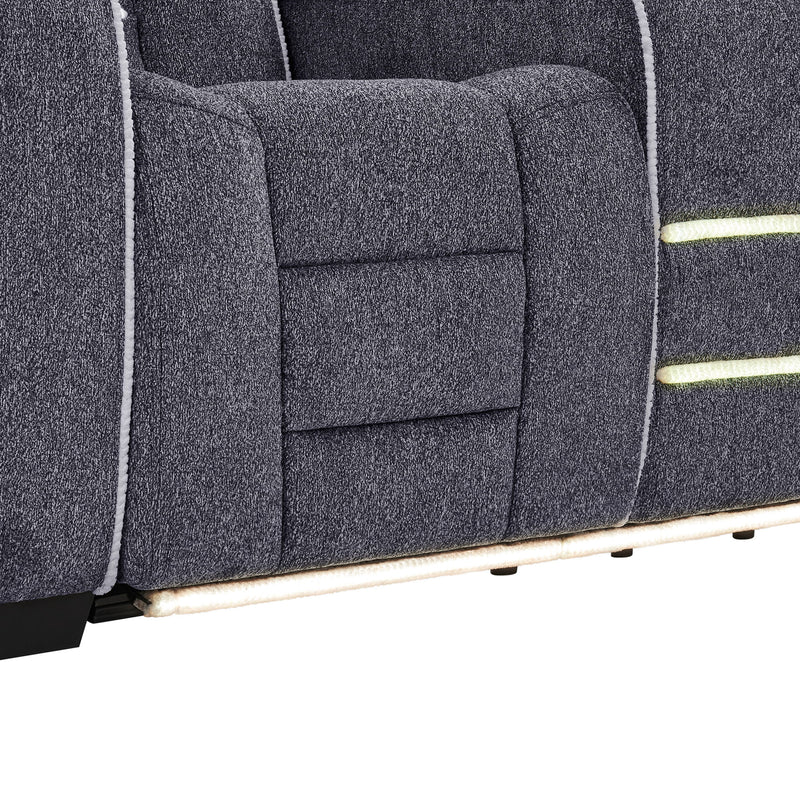 Austin - 3 Piece Reclining Sofa And Loveseat With Storage Arms - Gray