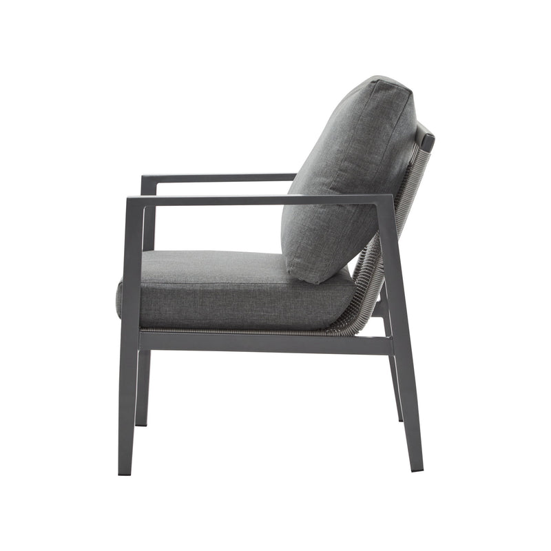 Modern Lounge Chair With Rope Accents And Cushions