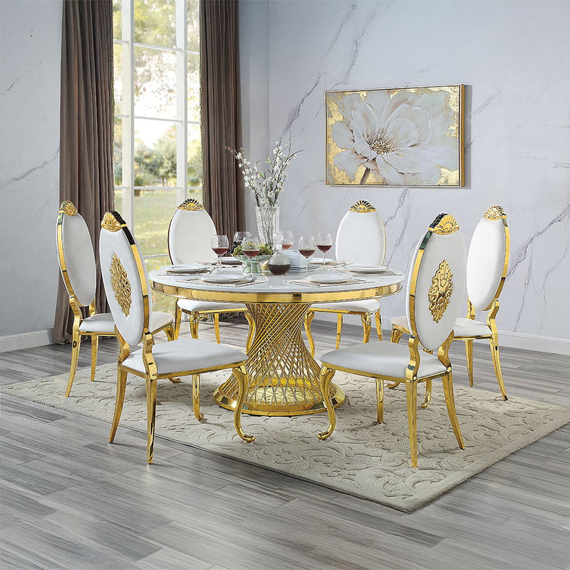 Fallon - Side Chair (Set of 2) - White Velvet & Mirrored Gold