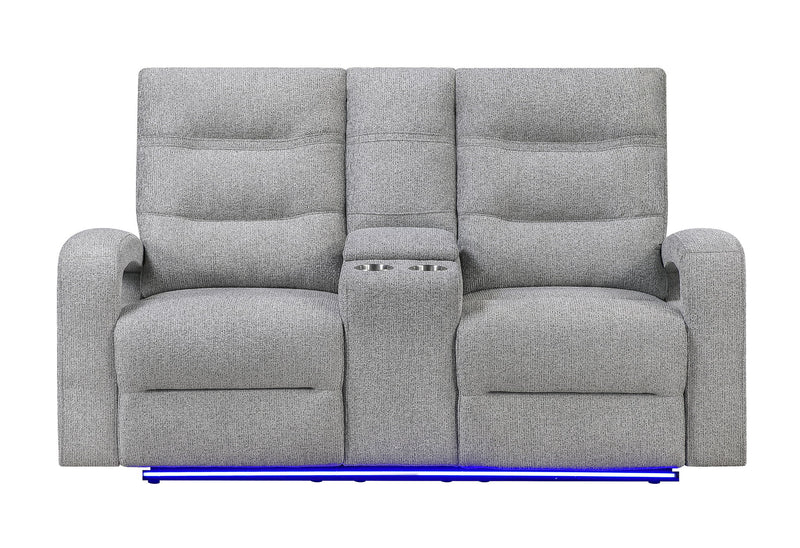 U6611 - 15 Power Reclining Sofa / Power Console Reclining Loveseat - Dark Gray