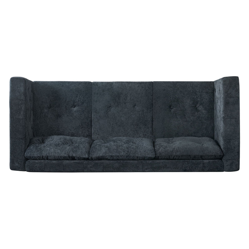 3 Seater Sofa With Square Arms, Tufted Pillow Back For Living Room