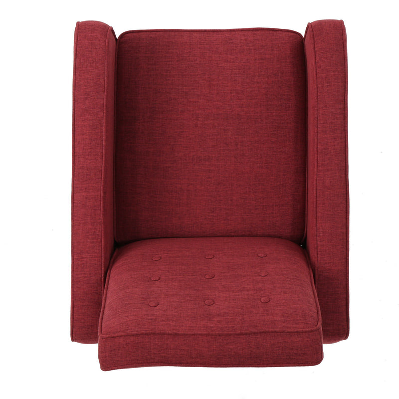 Mid-Century Modern Recliner With Button Tufted Waffle Stitch