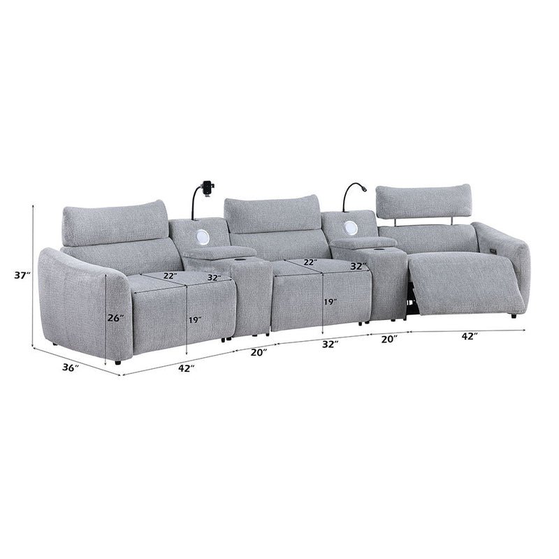 Fullar - Modular Power Motion Armless Recliner - Light Gary Chenille
