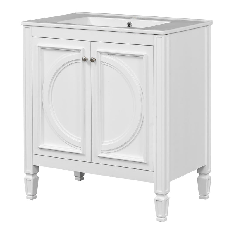 Bathroom Vanity With Sink With 2 Doors And Adjustable Shelf