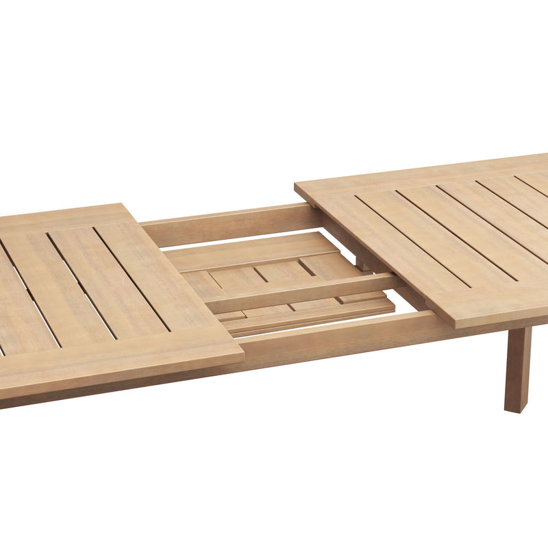 Wesley - Patio Dining Table With Self Storing Leaf - Light Brown