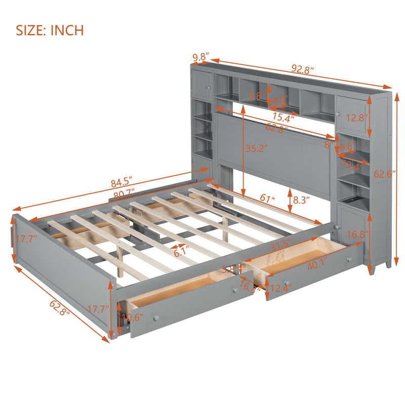 Bed With All In One Cabinet, Shelf And Sockets