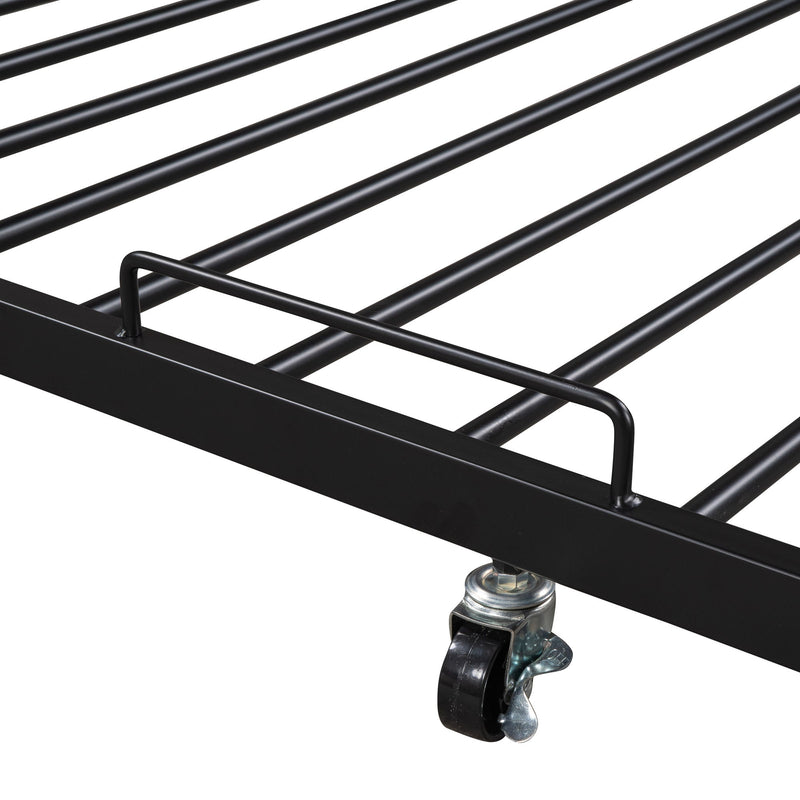 Platform Bed Frame With Trundle, USB Ports And Slat Support, No Box Spring Needed