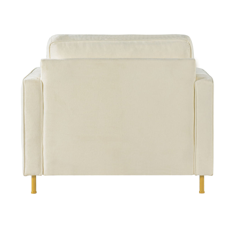 Accent Chair Upholstered Single Sofa With Square Arms, Sewn Pillow Back For Living Room