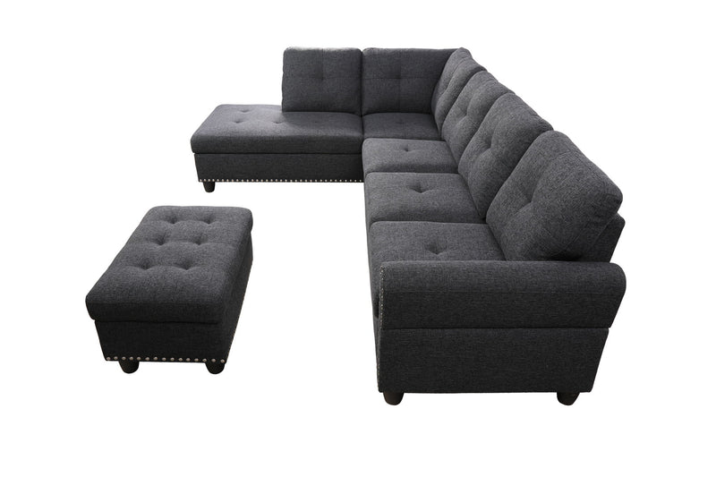 Alger - Left Hand Facing Sofa & Chaise With Ottoman