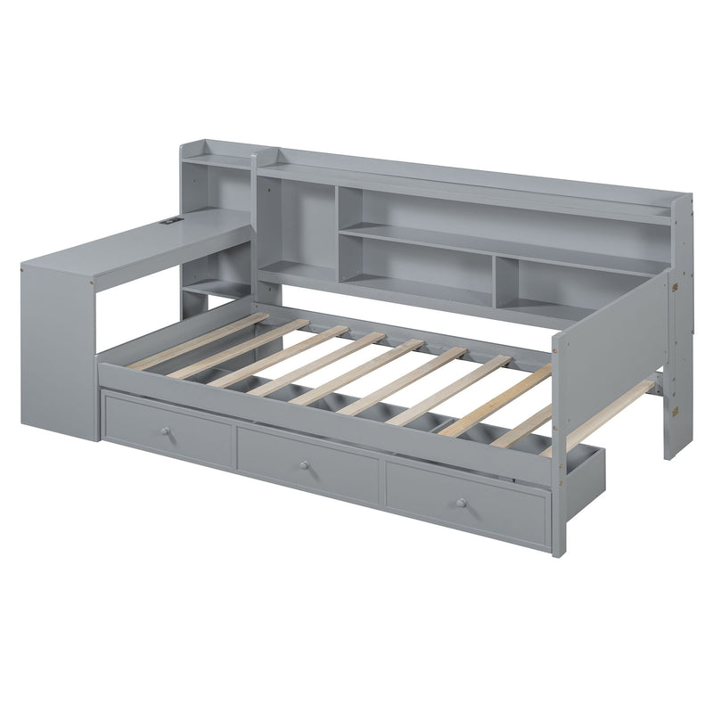 Daybed With 3 Drawers USB Ports And Desk