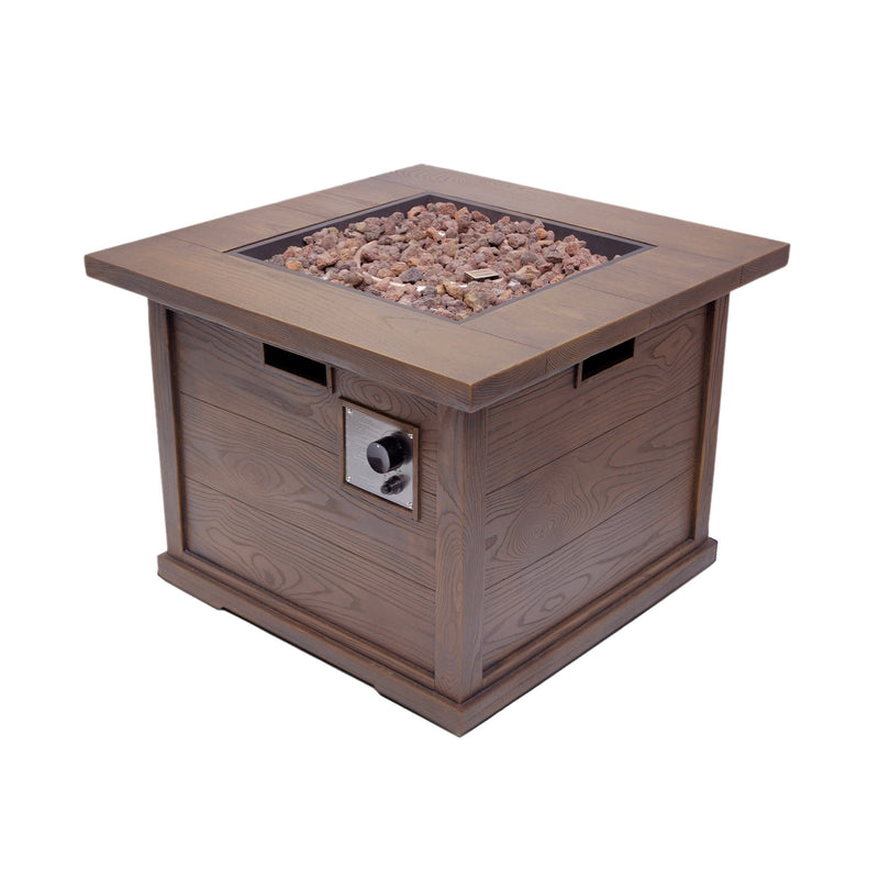 Outdoor Patio Square Gas Burning Mgo Fire Pit, Tank Inside, 40000 Btu