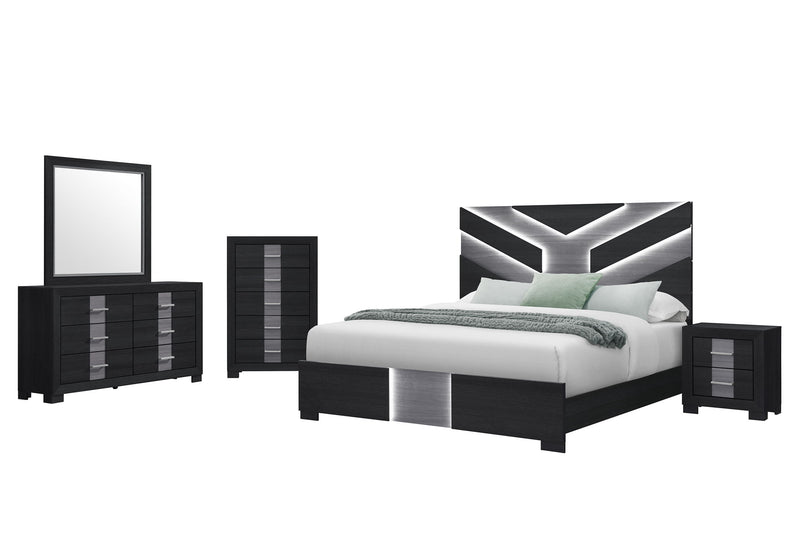 Optimus - King Bed With LED - Black