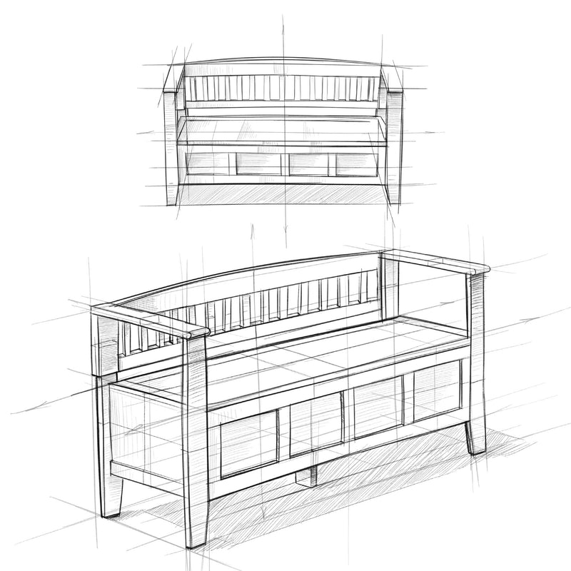 Brooklyn - Handcrafted Entryway Storage Bench