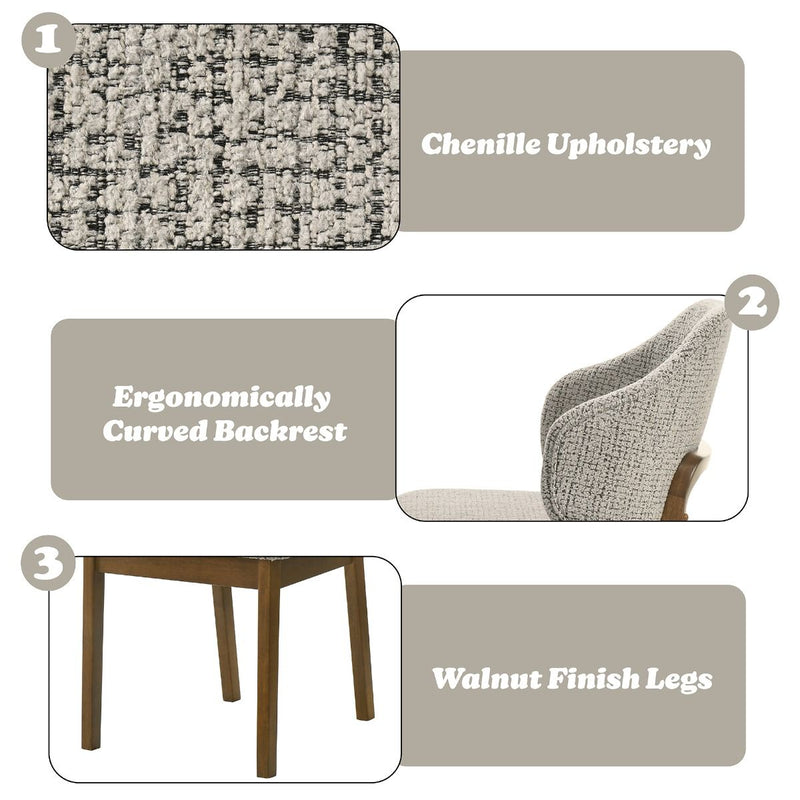 Oleia - Side Chair (Set of 2) - Chenille & Walnut
