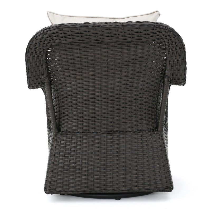 Amaya - Outdoor Swivel Rocker Chair With Water Resistant Cushions - Brown / Beige