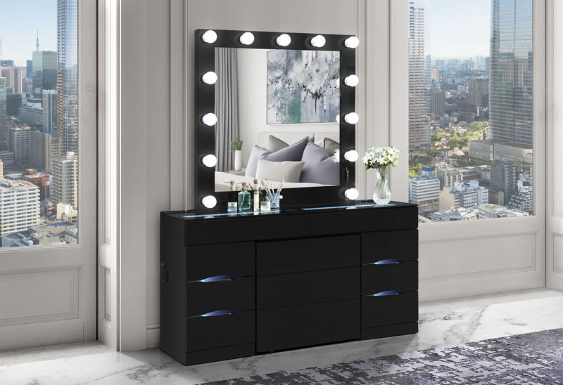 Ella - Vanity Set With Storage Stool - Black