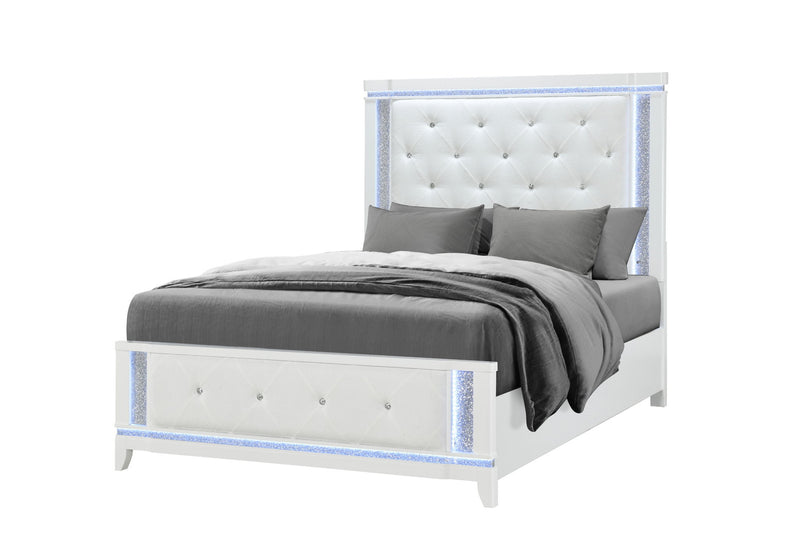 Alina - 5 Piece Queen Bedroom Set With LED, Cooler, Speaker And USB - White