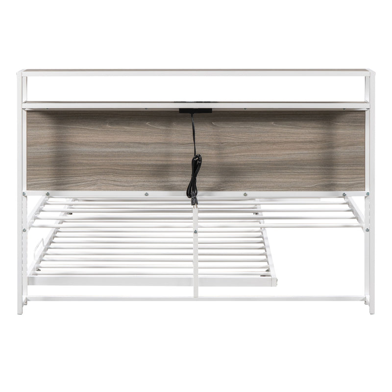 Platform Bed Frame With Trundle, USB Ports And Slat Support, No Box Spring Needed