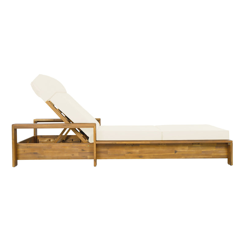 Chaise Lounge Set With 4 Fold Cushion And Built In Headrest, 3 Position Adjustable