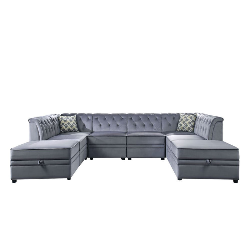 Bois II - Modular Armless Chair - Gray Velvet