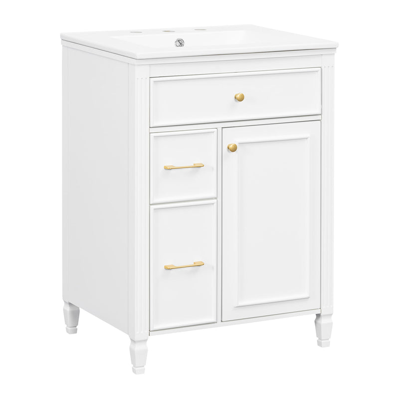 Freestanding Bathroom Vanity With Sink, Soft Close Door, Tip Out Drawer