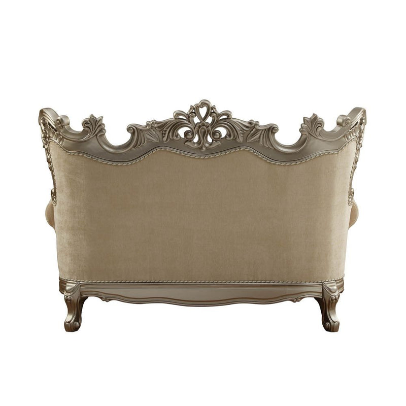Ranita - Loveseat With 6 Pillows - Fabric & Champagne