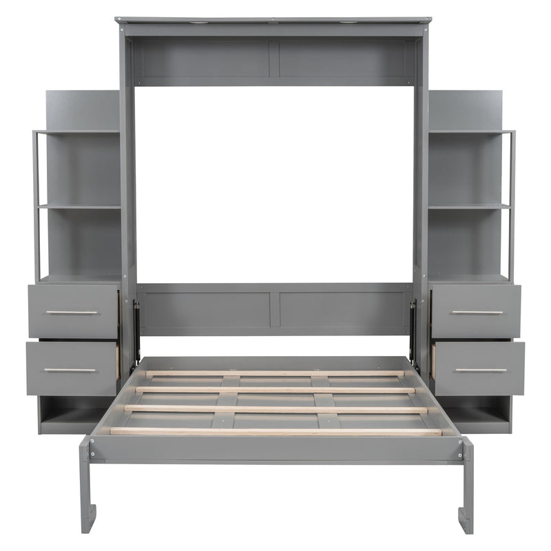Murphy Wall Bed With LED Lights, Shelves And Drawers