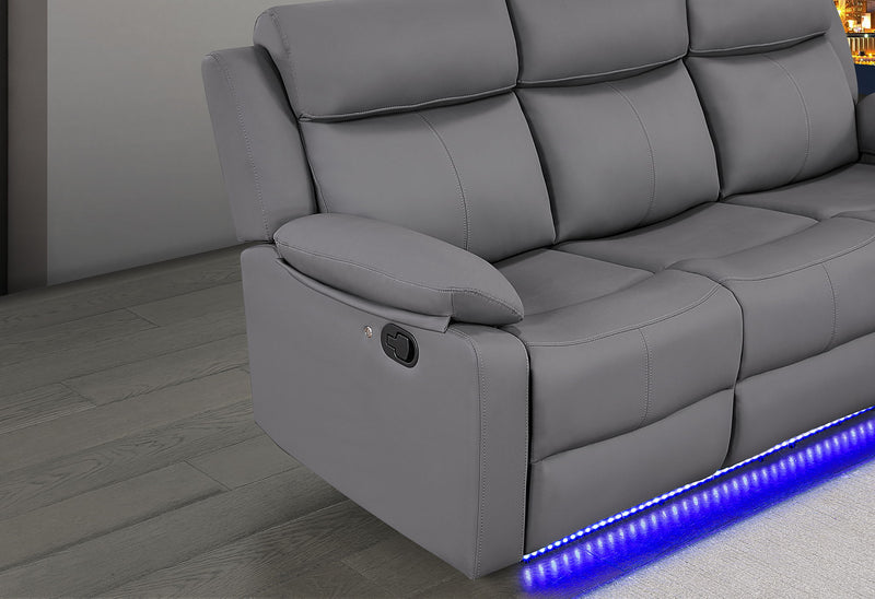 U6026 - 3 Piece Living Room Set (46A Reclining Sofa, Console Reclining Loveseat With Speaker) - Gray
