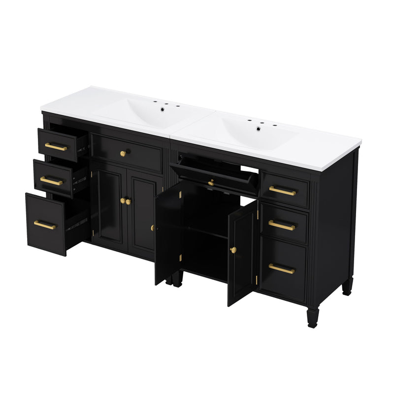 2 Piece Freestanding Bathroom Vanity Set With Sink Top, Reversible Dual Layout
