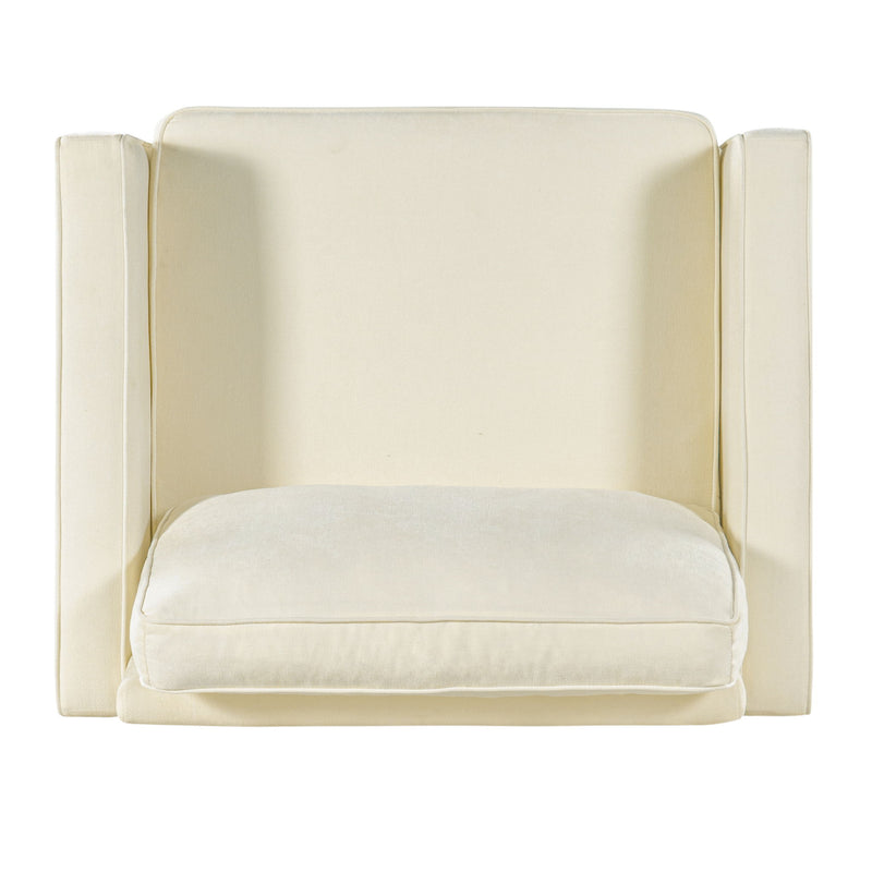 Accent Chair Upholstered Single Sofa With Square Arms, Sewn Pillow Back For Living Room
