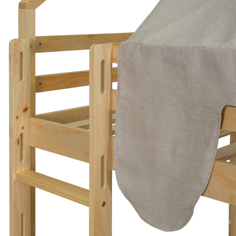 Loft Bed With House Shaped Frame And Tent