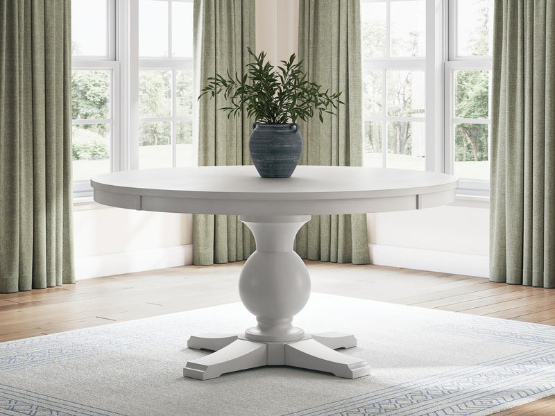 Greddinton - Round Dining Table Set - Black Chairs