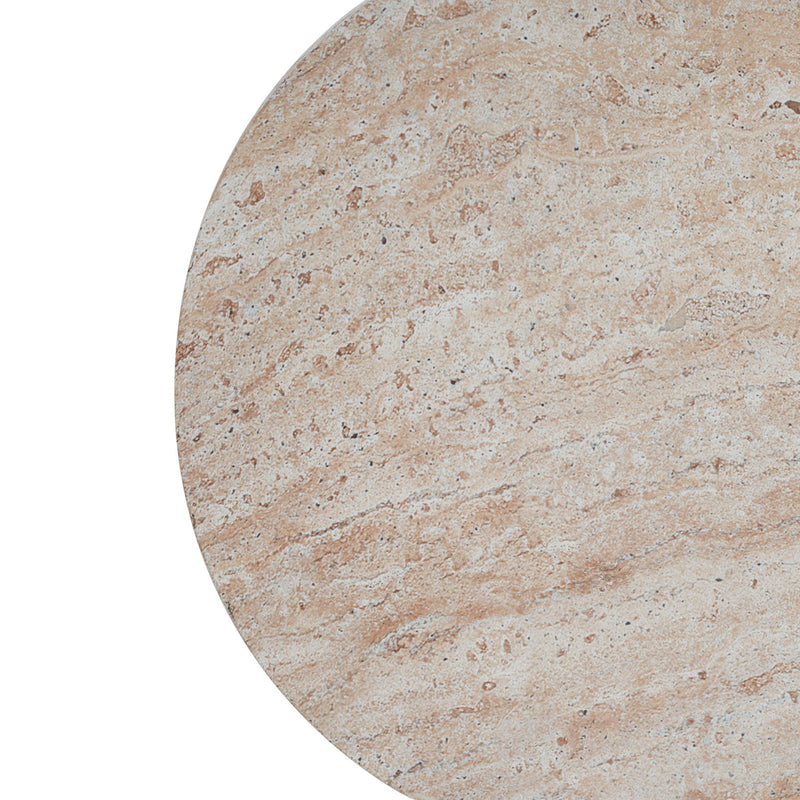 Stylish Outdoor / Indoor Lightweight Concrete Side Table With Travertine - Beige