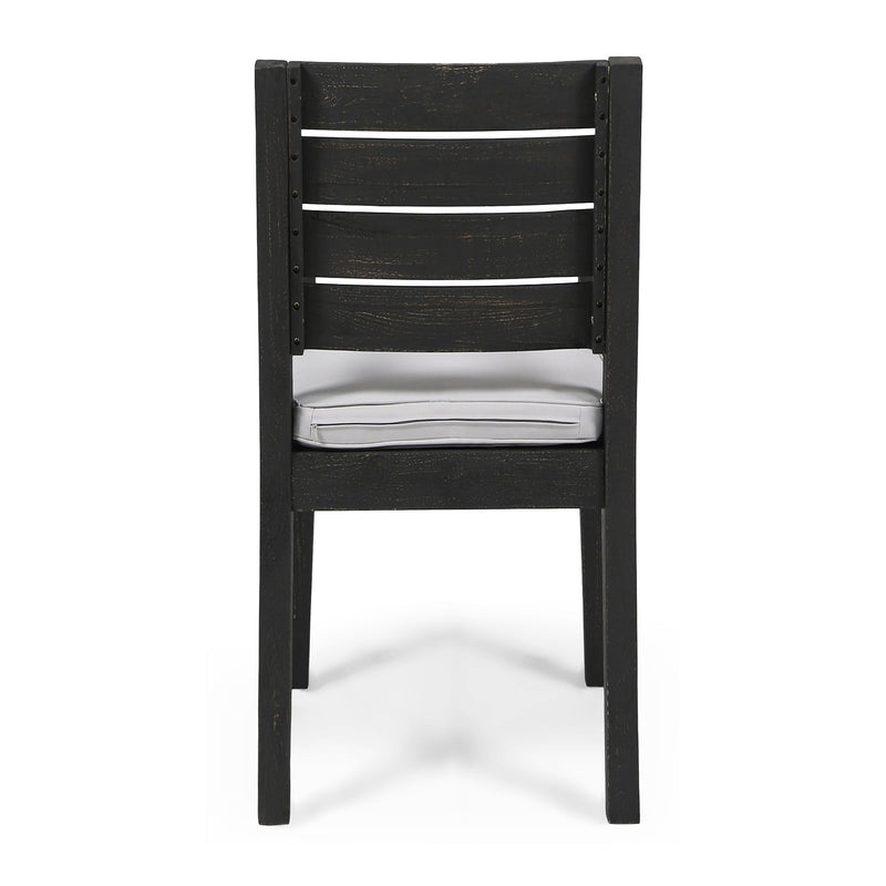 Outdoor 6 Seater Dining Set With Bench - Dark Gray / Light Gray