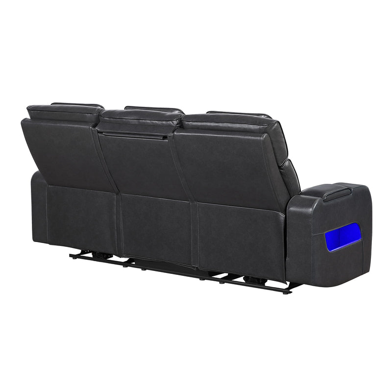 U8611 - Power Reclining Sofa With Power Headrest And LED / Power Console Reclining Loveseat With Power Headrest, LED And Speaker / Power Recliner With Power Headrest And LED - Charcoal
