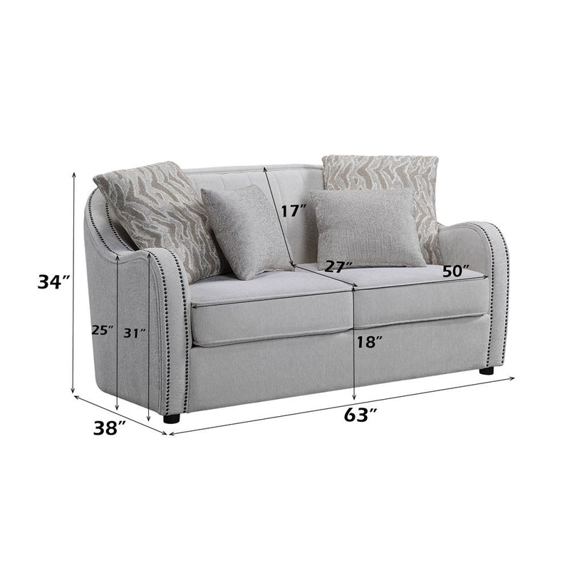 Mahler - Loveseat With 4 Pillows - Beige Linen