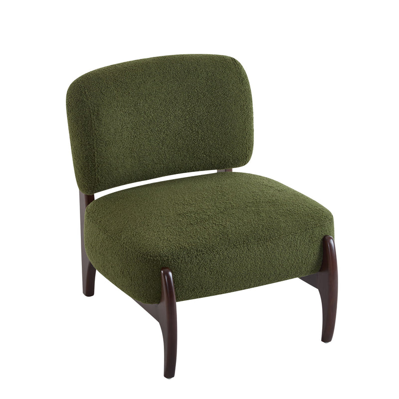 Modern Boucle Lounge Chair With Solid Wood Fram
