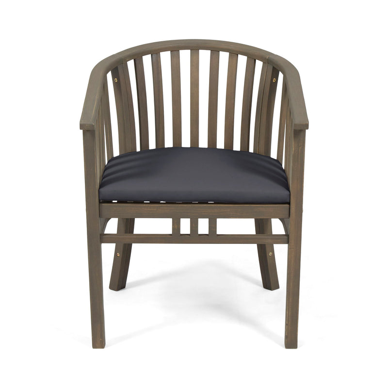Outdoor Wooden Dining Chairs With Cushions (Set of 2)