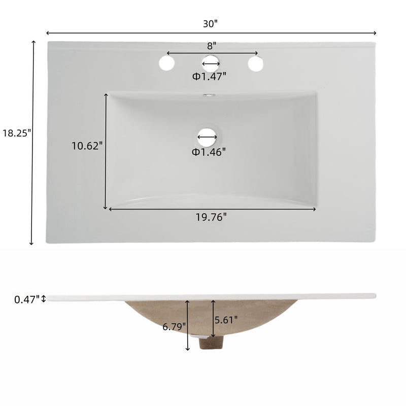 Bathroom Vanity With Sink, Minimalist Design, 45 Degrees Free Handle Doors - Antique Natural
