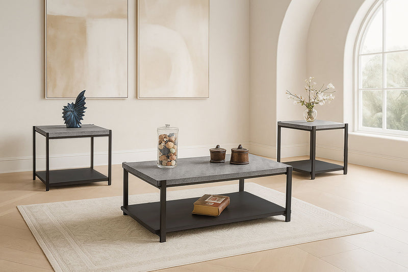 Linea - 3 Piece Occasional Set (1 Coffee & 2 End Tables) - Light Gray