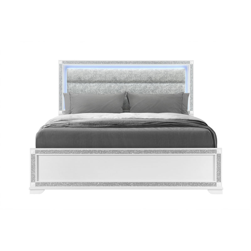 Soulmarie - Bed With LED Lighting And Padded Headboard